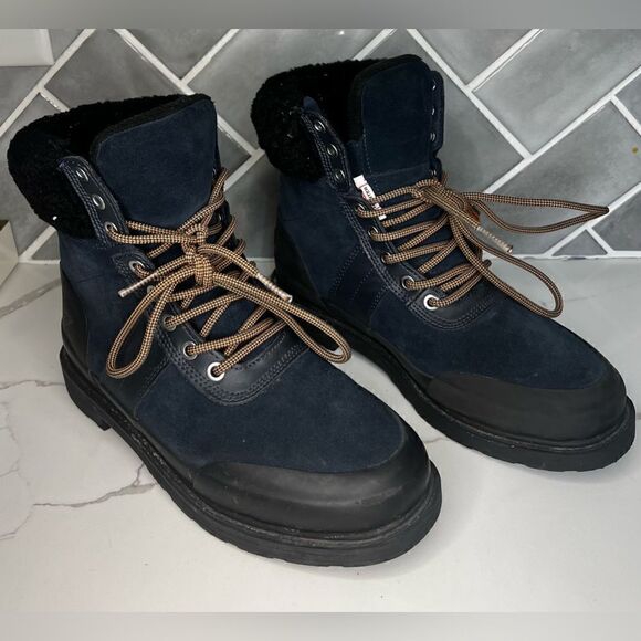 HUNTER Women's Commando Insulated Leather Boots Navy / Black - Picture 1 of 7